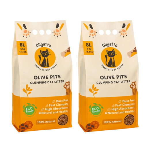 Olive Pits Cat Litter with Activated Carbon – 8L x 2